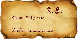 Klemm Eligiusz névjegykártya